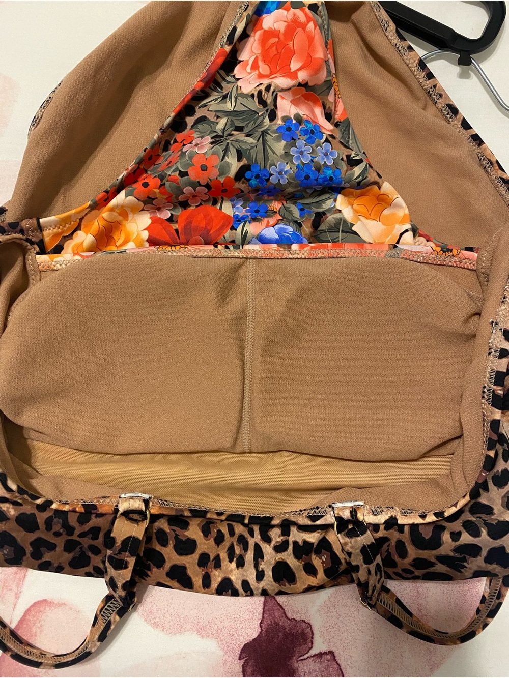 NWOT Johnny Was Cheetah Ruched Floral Animal Print Multi-pattern One Piece Sz XS - Picture 10 of 12